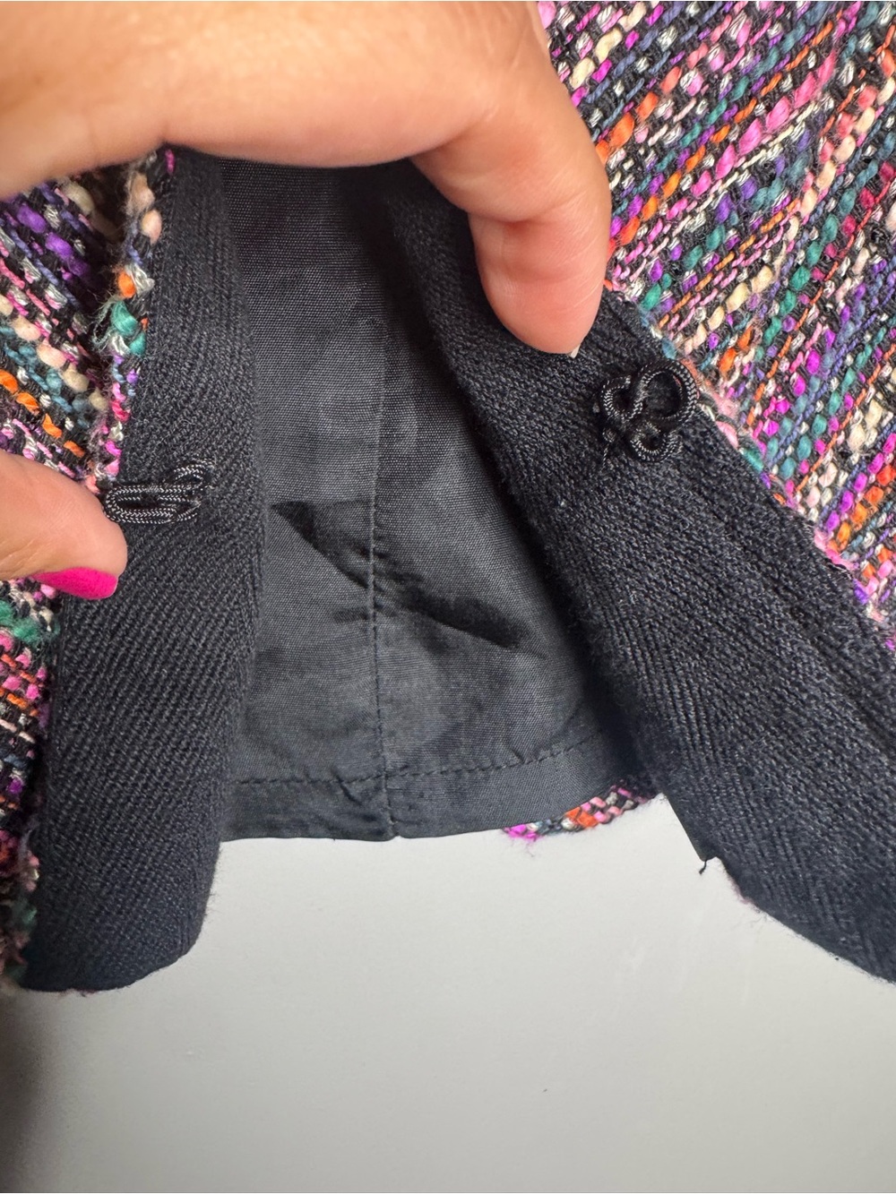 Nannette Lepore tweed multicolor silk blend crop jacket career office maximalist - Picture 7 of 7